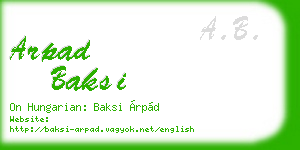 arpad baksi business card