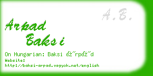 arpad baksi business card